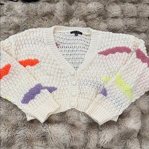 LANE 201 Colorful Patterned Cropped Women's Sweater